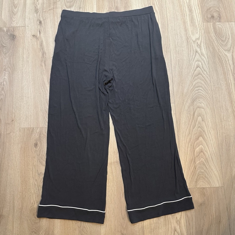 Cozy Earth Women's Bamboo Rib Knit Collared Button-Up Pajama Set 2XL Gray - Picture 7 of 8